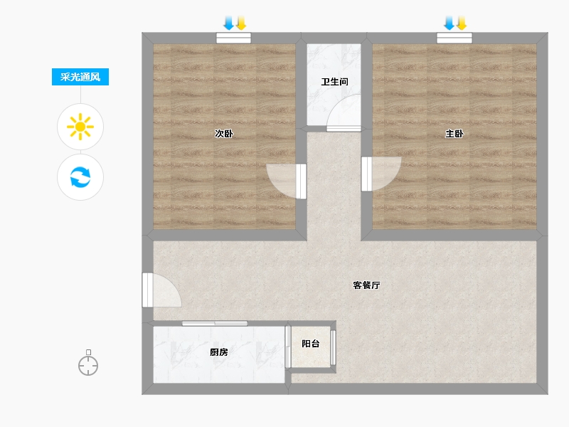 广东省-深圳市-龙岗中心广场-64.05-户型库-采光通风