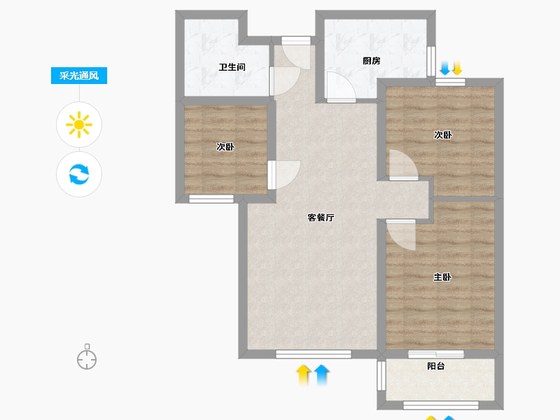 河北省-邢台市-传世福邸-71.06-户型库-采光通风