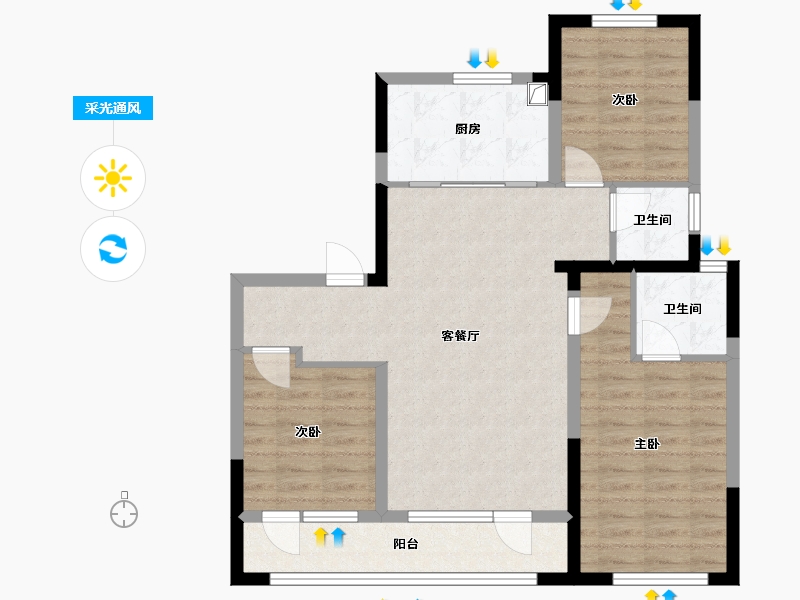 宁夏回族自治区-银川市-光耀中心-92.93-户型库-采光通风