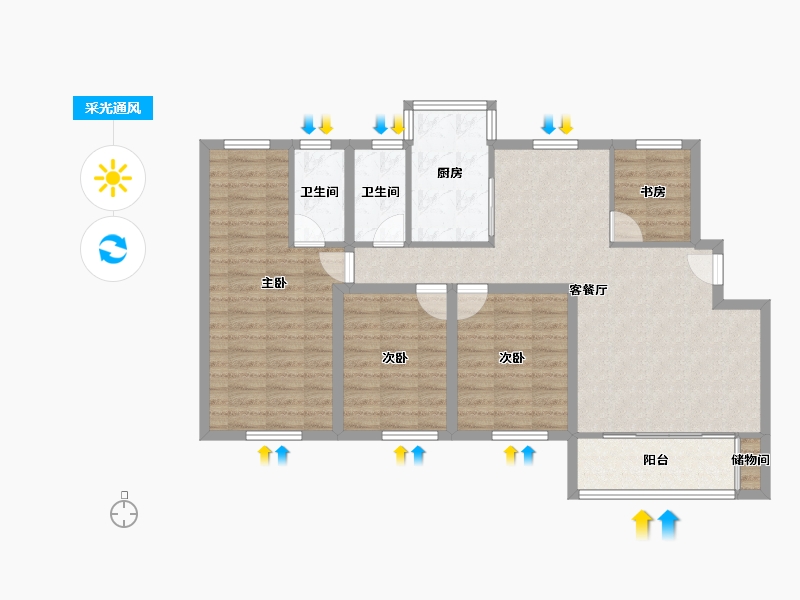 广东省-深圳市-华清园安业花园-98.35-户型库-采光通风