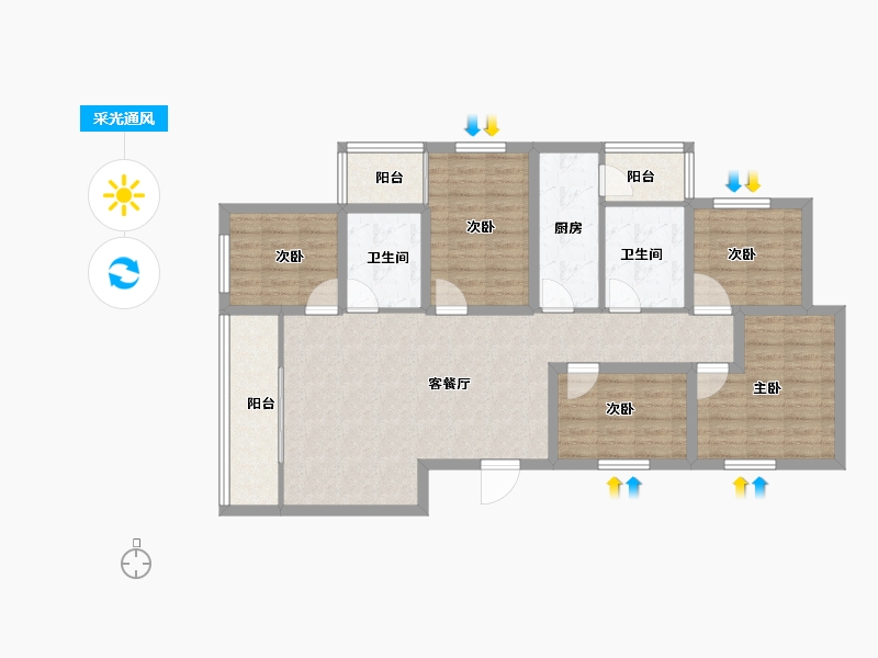 广东省-深圳市-国香清林郡-108.00-户型库-采光通风