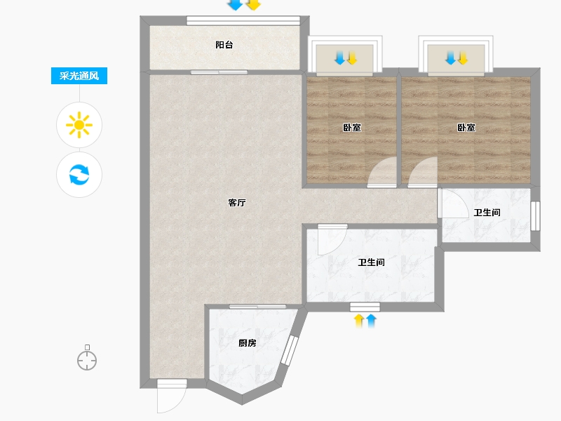 广东省-深圳市-鸿翔花园-67.64-户型库-采光通风