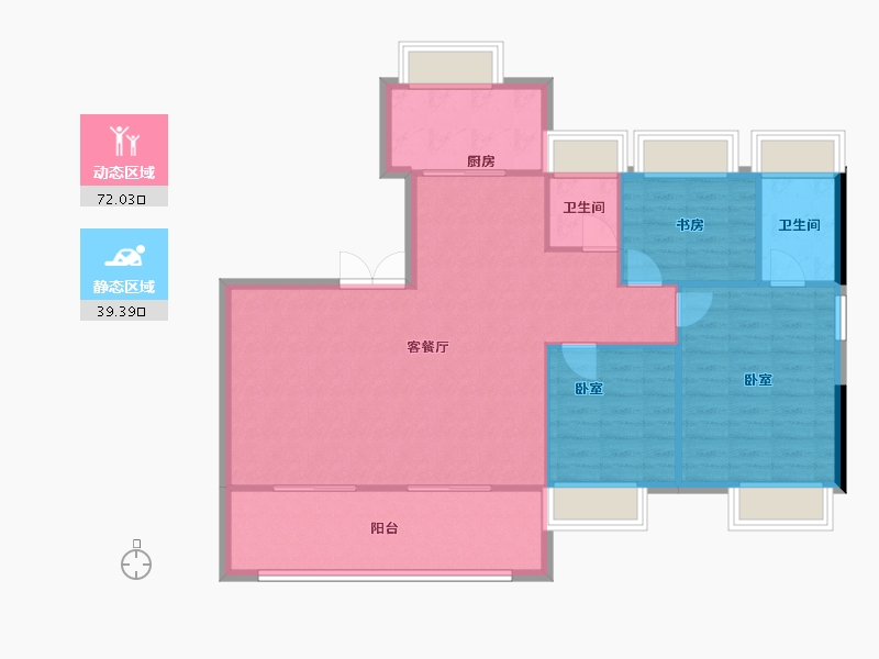 福建省-福州市-长乐融信澜山-102.85-户型库-动静分区