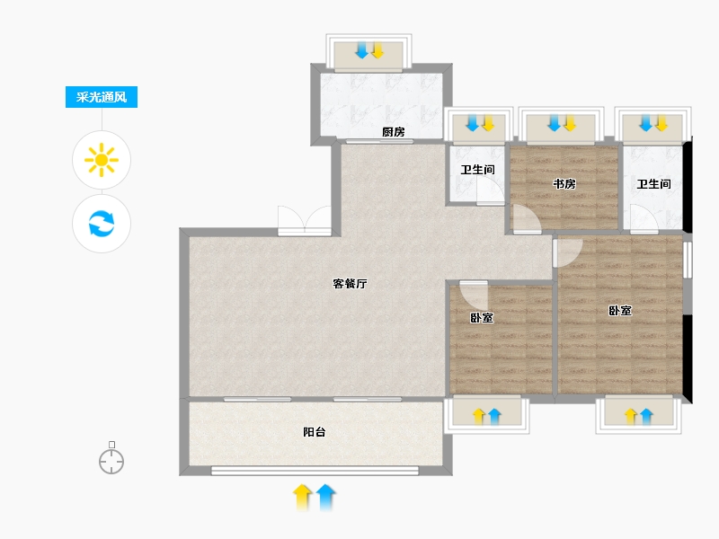 福建省-福州市-长乐融信澜山-102.85-户型库-采光通风