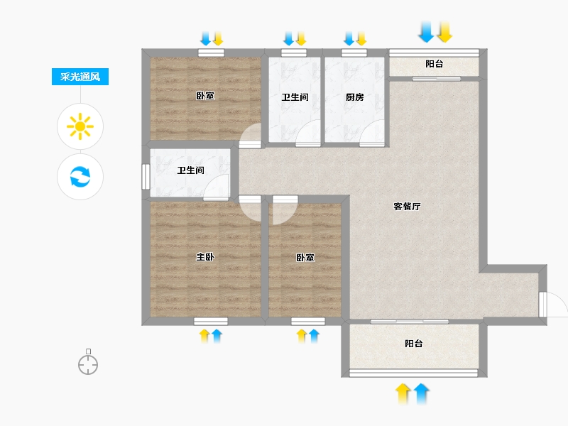 广东省-深圳市-瑞铧苑-87.14-户型库-采光通风