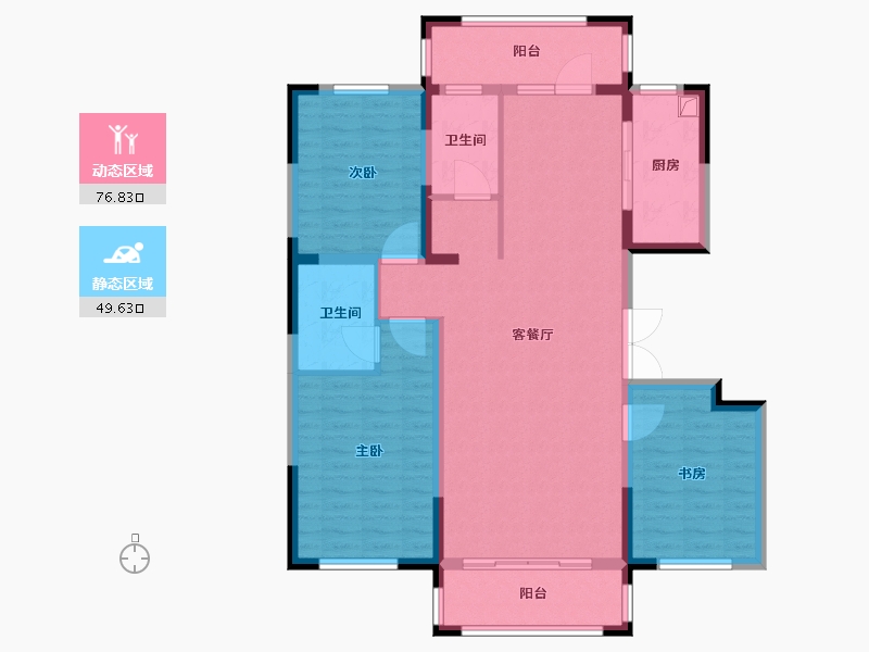 黑龙江省-哈尔滨市-鑫丰云筑-113.74-户型库-动静分区