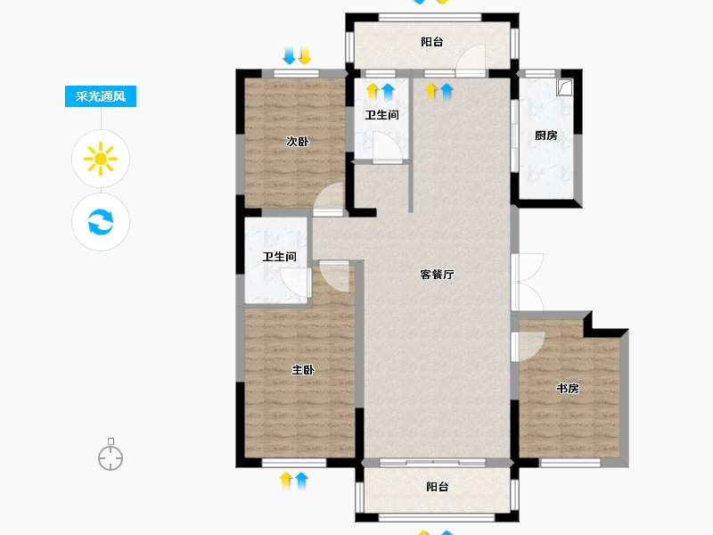 黑龙江省-哈尔滨市-鑫丰云筑-113.74-户型库-采光通风