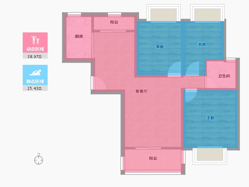 广东省-深圳市-深业泰然观澜玫瑰苑-56.15-户型库-动静分区