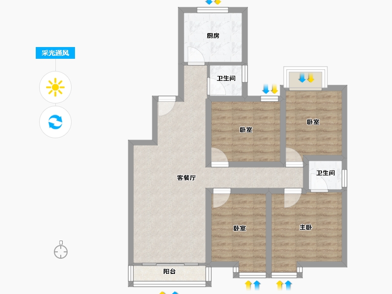 广东省-深圳市-前海花园-77.93-户型库-采光通风