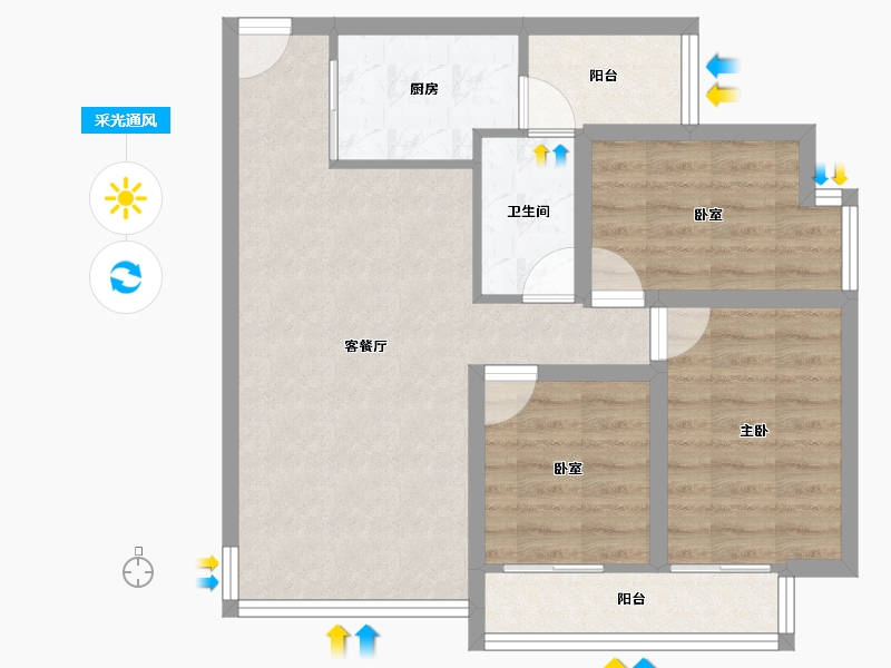 湖北省-黄冈市-东方颐园-69.70-户型库-采光通风