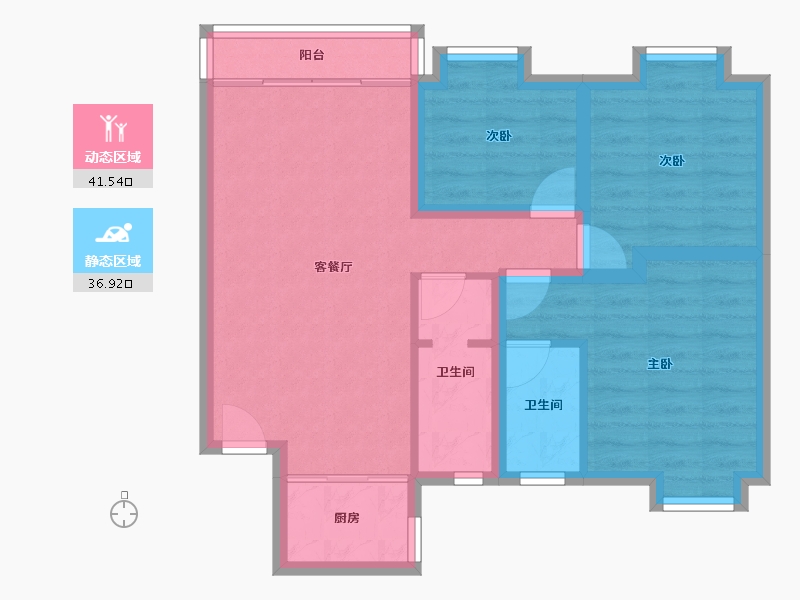 广东省-深圳市-汇鑫花园-69.38-户型库-动静分区