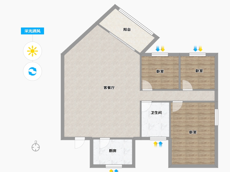 广东省-深圳市-洪湖花园-98.67-户型库-采光通风