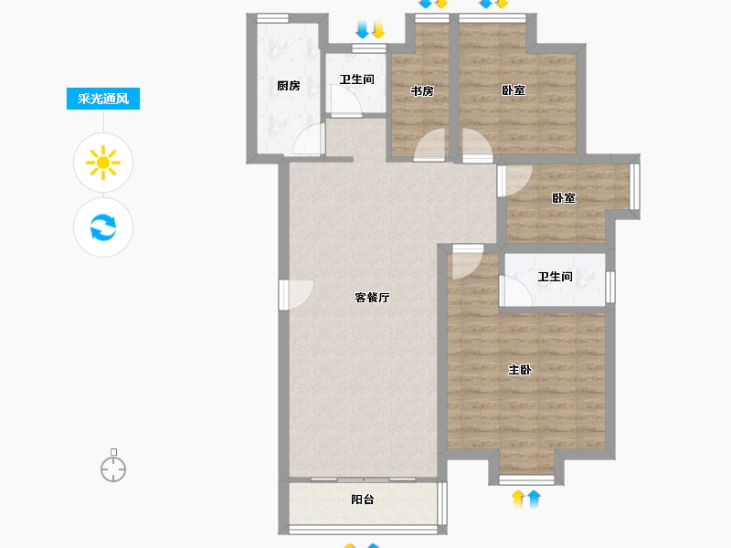 广东省-深圳市-前海花园-87.26-户型库-采光通风