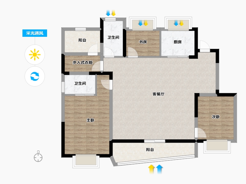 福建省-福州市-旭辉江山雲出-110.40-户型库-采光通风