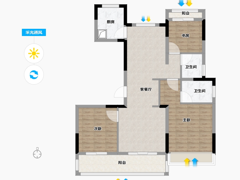 浙江省-台州市-东泰·春江华府-98.41-户型库-采光通风