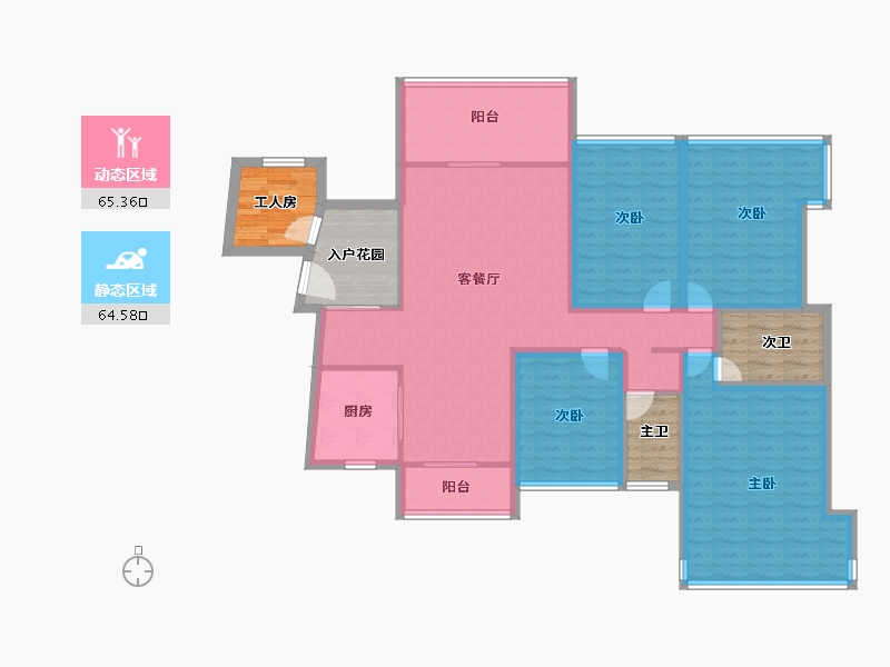 广东省-深圳市-桑泰水木丹华园-136.61-户型库-动静分区