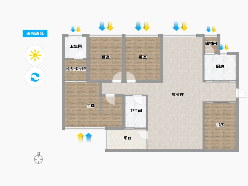 广东省-深圳市-华联城市全景花园-125.25-户型库-采光通风