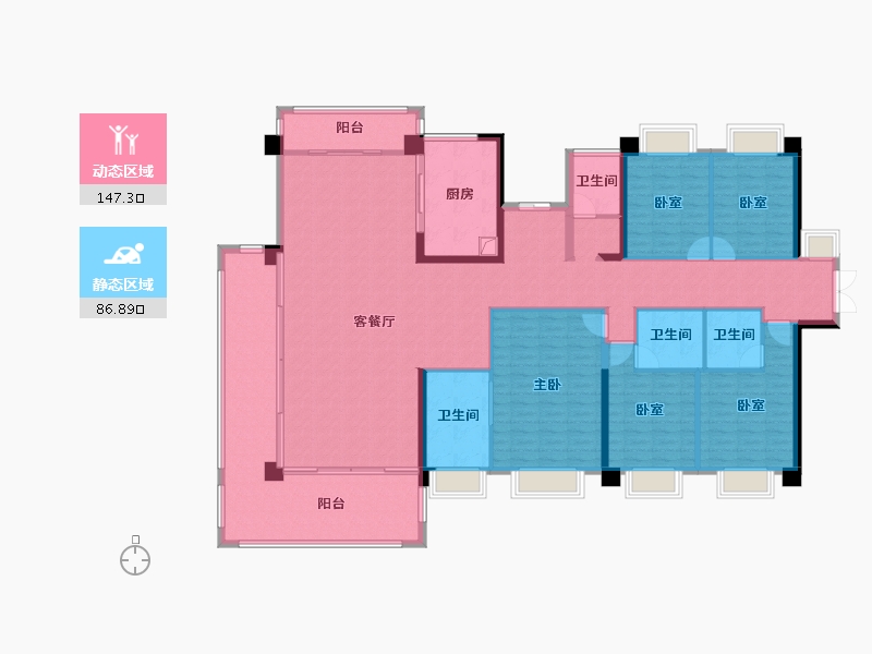 广东省-惠州市-鑫洲湖心岛1号-215.16-户型库-动静分区