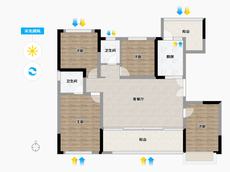 四川省-成都市-锦绣天宸-112.24-户型库-采光通风