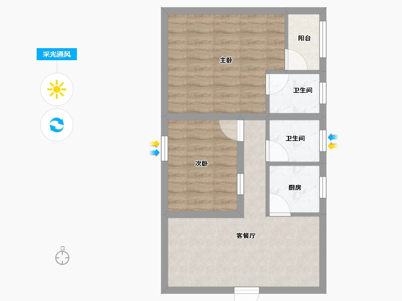 广东省-深圳市-鹏都大厦-51.80-户型库-采光通风