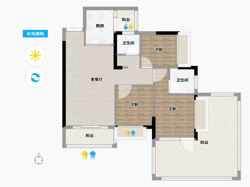 贵州省-贵阳市-益华湖湾-100.32-户型库-采光通风