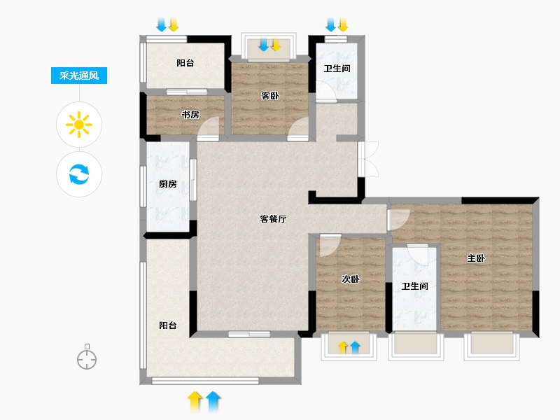 湖南省-长沙市-长交雅筑-111.20-户型库-采光通风