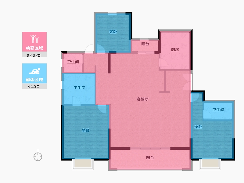 湖南省-长沙市-国宸府│旭辉·龙光·金地商置-145.61-户型库-动静分区