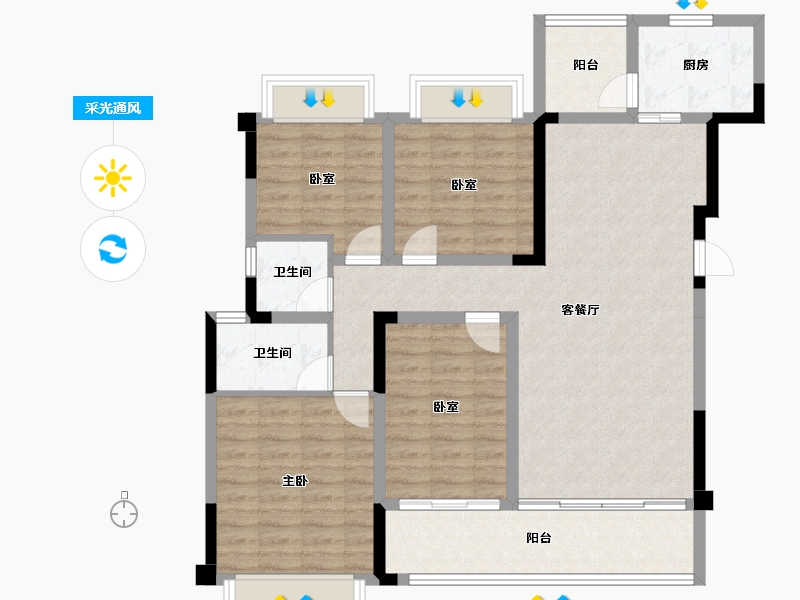 四川省-成都市-泰康誉景-108.78-户型库-采光通风