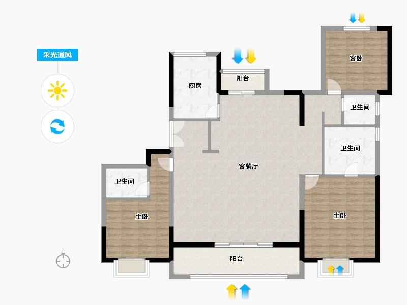 湖南省-长沙市-国宸府│旭辉·龙光·金地商置-145.01-户型库-采光通风