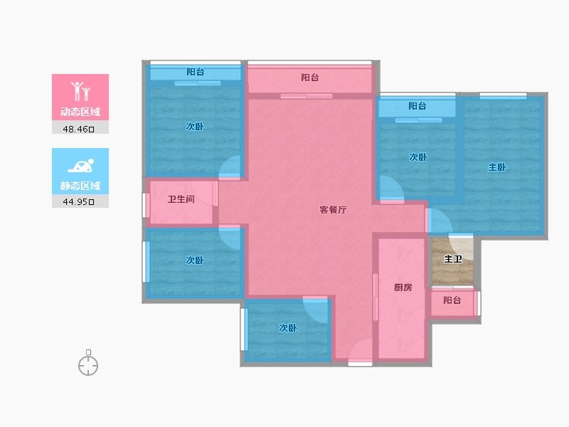 广东省-深圳市-南光城市花园-83.44-户型库-动静分区