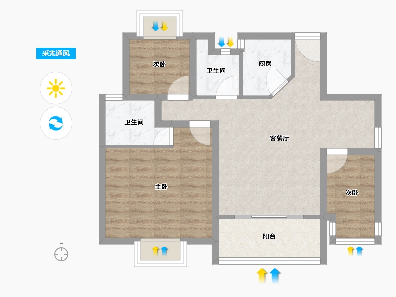 广东省-深圳市-豪方现代豪园-66.03-户型库-采光通风