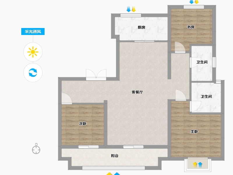 山东省-滨州市-龙凤嘉园-100.00-户型库-采光通风