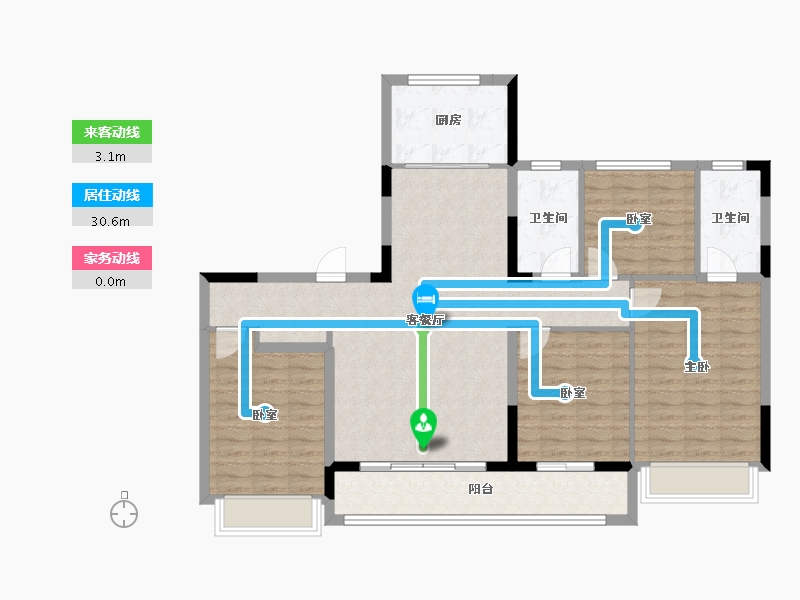 浙江省-杭州市-樾章璟琇名邸-113.59-户型库-动静线