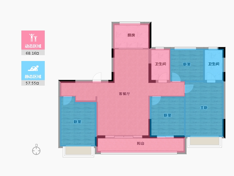 浙江省-杭州市-樾章璟琇名邸-113.59-户型库-动静分区