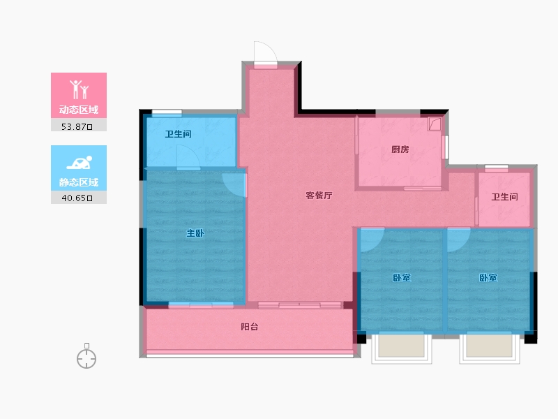 浙江省-杭州市-保利和著文华轩-85.60-户型库-动静分区