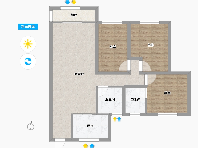 广东省-深圳市-桃源居12区（桃源居）-72.30-户型库-采光通风