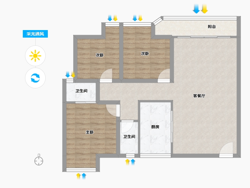 广东省-深圳市-帝景园-84.21-户型库-采光通风