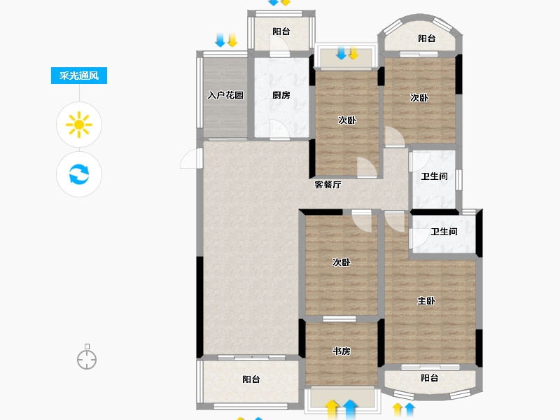 四川省-成都市-嘉合凤凰岛-128.73-户型库-采光通风