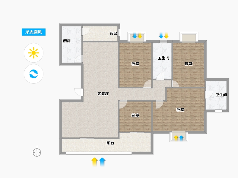 广东省-深圳市-官龙名苑-152.95-户型库-采光通风