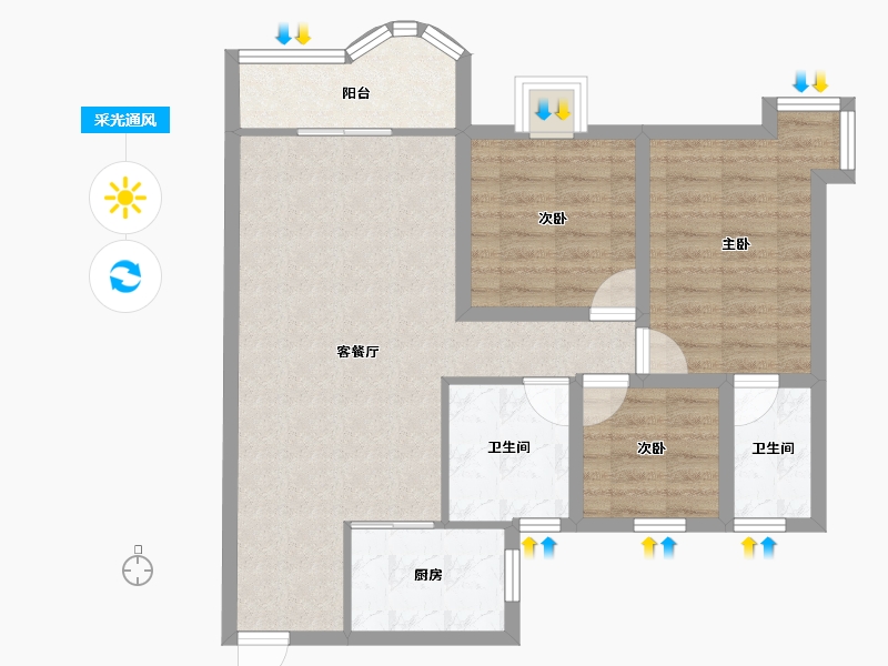 广东省-深圳市-东方海雅居-75.87-户型库-采光通风