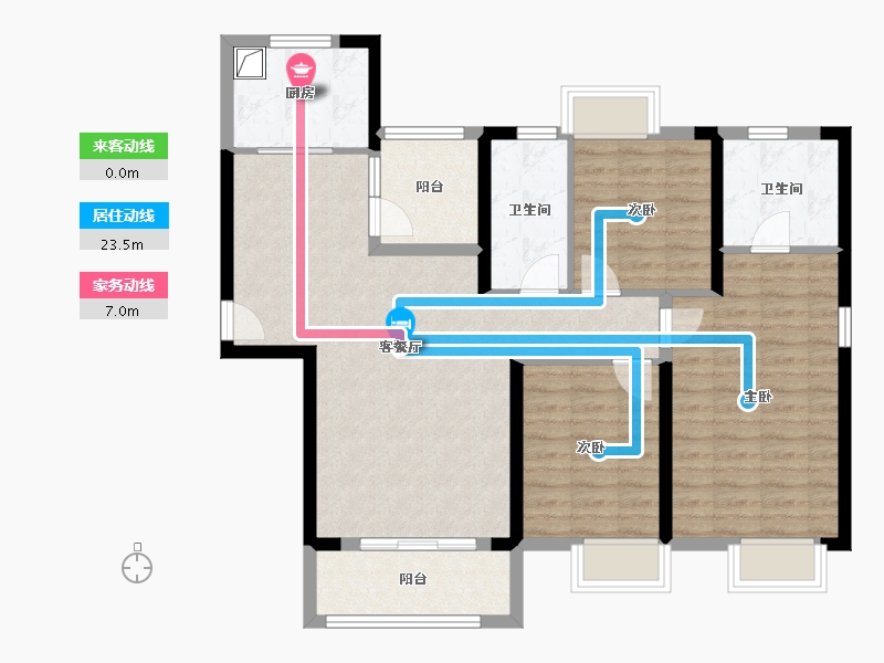 湖北省-襄阳市-东津世纪城14区崇文府-108.80-户型库-动静线