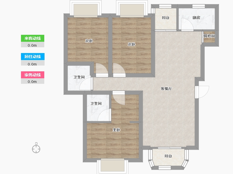 广东省-深圳市-深业泰然观澜玫瑰苑-66.94-户型库-动静线