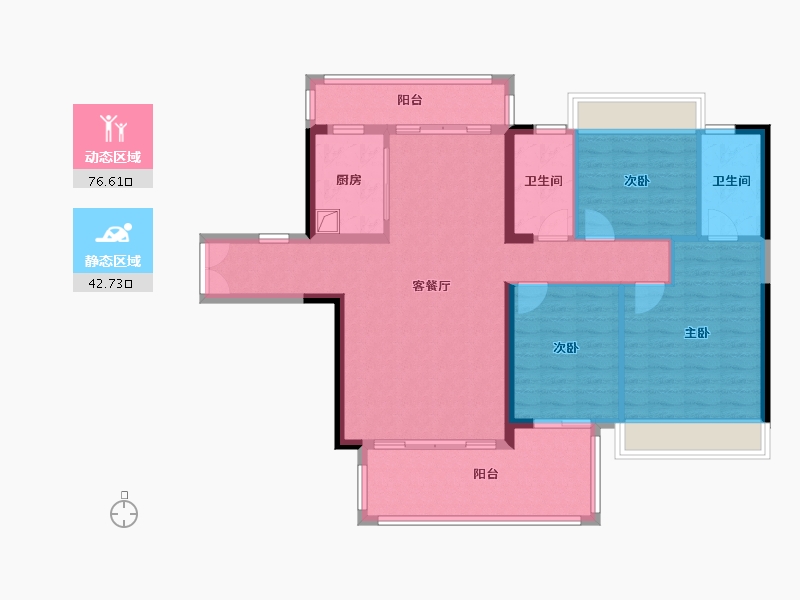 湖南省-邵阳市-华之家 凤凰台-110.06-户型库-动静分区