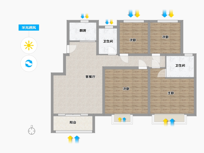 江苏省-南京市-永欣新寓蔷薇苑-120.00-户型库-采光通风