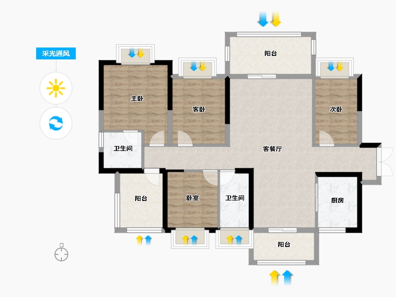 广东省-惠州市-鑫洲湖心岛1号-112.39-户型库-采光通风