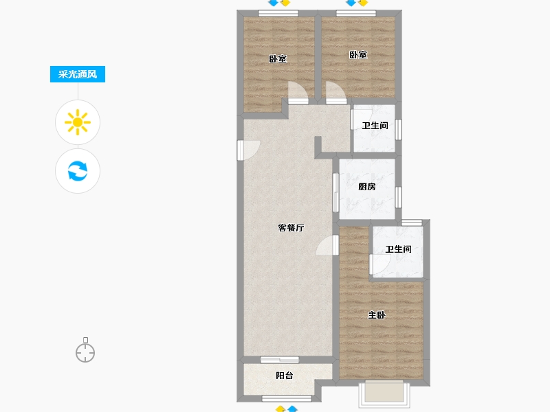 陕西省-西安市-金辉·世界城-96.00-户型库-采光通风