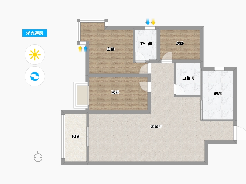 广东省-深圳市-中南花园-86.40-户型库-采光通风