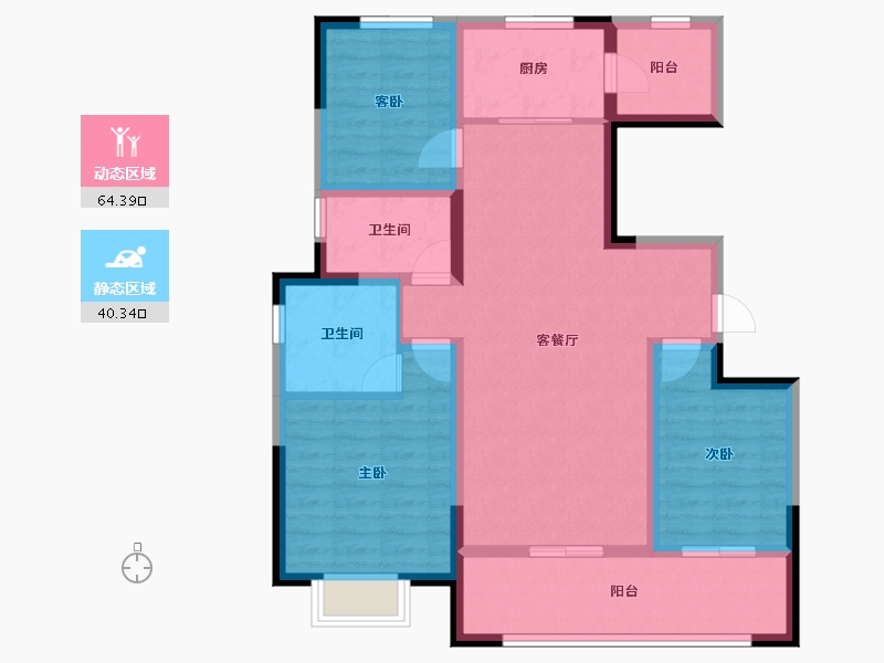 山东省-潍坊市-绿城·江南赋雅园-92.95-户型库-动静分区