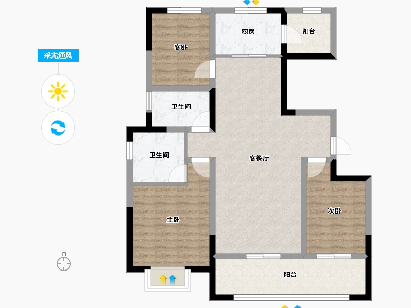 山东省-潍坊市-绿城·江南赋雅园-92.95-户型库-采光通风