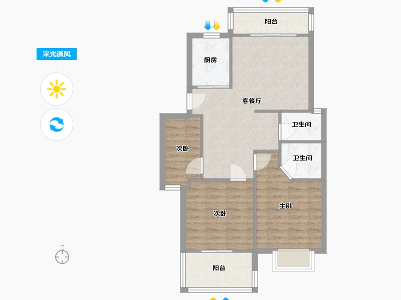 福建省-福州市-金辉东景-71.09-户型库-采光通风